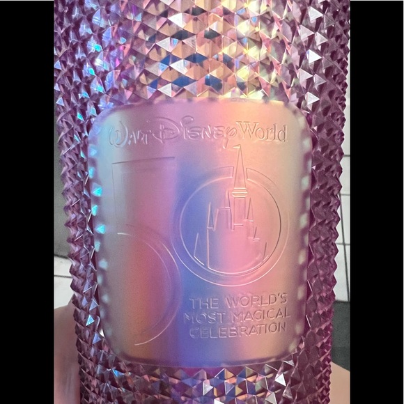 Walt Disney World 50th Anniversary Studded Starbucks Tumbler with Straw – Pink - Picture 3 of 5